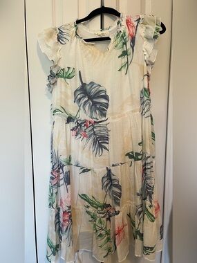Indigo rose floral lightweight lined dress.